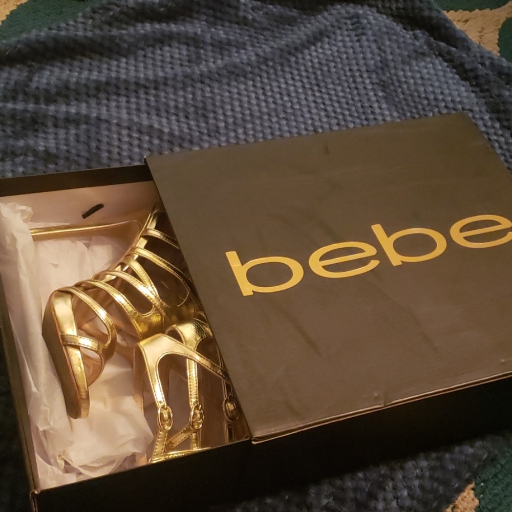 bebe Gold Strappy Heels